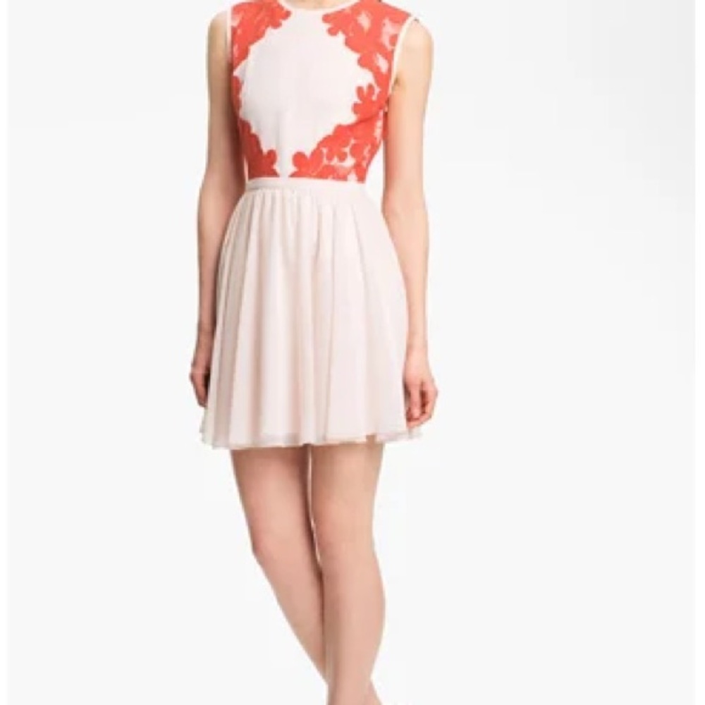 Ted Baker Coral and Cream Mini Dress